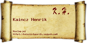 Kaincz Henrik névjegykártya